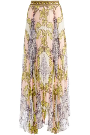 ALICE+OLIVIA Femme, Jupes, Multicolore, Taille: 42 FR Jupe Maxi Plissée Multicolore Fermeture Éclair