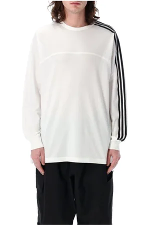 Y-3 Homme, Tops, Blanc, Taille: L T-shirt à Manches Longues 3 Bandes