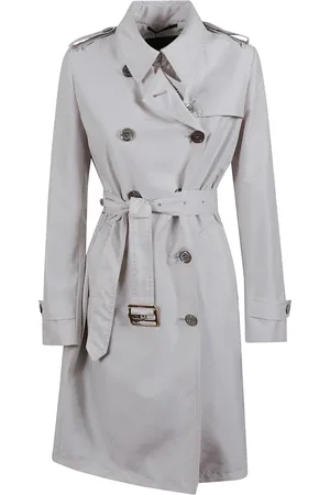 MOORER Femme, Manteaux, Gris, Taille: 38 FR Trench en nylon avec fermeture double boutonnage