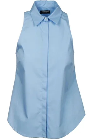 Dondup Femme, Blouses et Chemises, Bleu, Taille: 40 FR Chemisier sans manches en coton