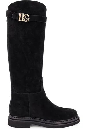 Dolce & Gabbana Femme, Chaussures, Noir, Taille: 36 EU Bottes noires avec monogramme en métal