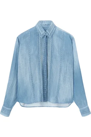 ERMANNO SCERVINO Femme, Blouses et Chemises, Bleu, Taille: 36 FR Chemise en Denim avec Dentelle