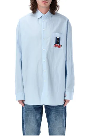 J.W.Anderson Homme, Chemises, Bleu, Taille: L Chemise Fenêtre Brodé
