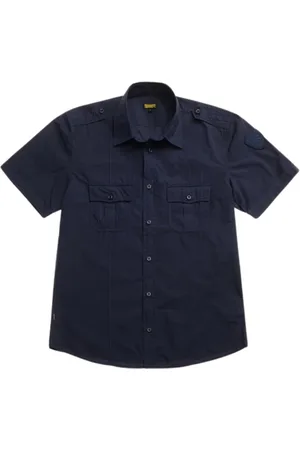 Blauer Homme, Chemises, Bleu, Taille: XL Chemise à manches courtes de style militaire