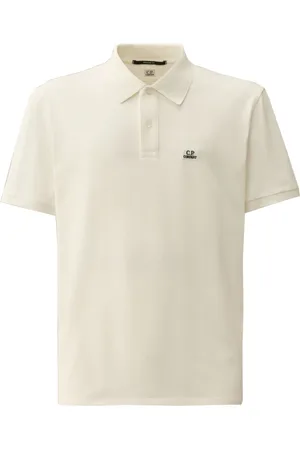 C.P. Company Homme, Tops, Blanc, Taille: M Polo à Manches Courtes Côtelé