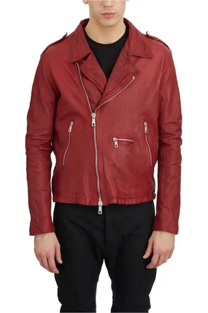 GIORGIO BRATO Homme, Vestes, Rouge, Taille: XL Veste de motard en cuir