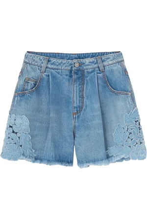 ERMANNO SCERVINO Femme, Shorts, Bleu, Taille: 34 FR Shorts en Denim avec Détail Macramé