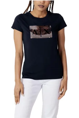 Armani Exchange Femme, Tops, Bleu, Taille: 40 FR T-shirt en coton décontracté