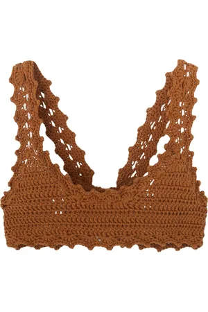 ERMANNO SCERVINO Femme, Tops, Brun, Taille: 38 FR Haut Marron Crochet Coton Fait Main