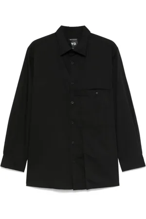 Y-3 Homme, Chemises, Noir, Taille: XS Chemise Noire Plissée