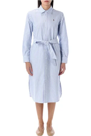 Ralph Lauren Femme, Robes, Bleu, Taille: 36 FR Robe Chemise Oxford à Rayures