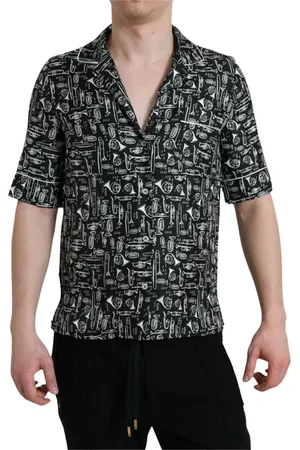 Dolce & Gabbana Homme, Chemises, Multicolore, Taille: L Polo T-Shirt en Soie avec Imprimé Trompette