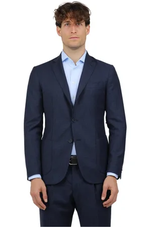 Biagio Santaniello Homme, Vestes, Bleu, Taille: M Robe en laine stretch à microdamier