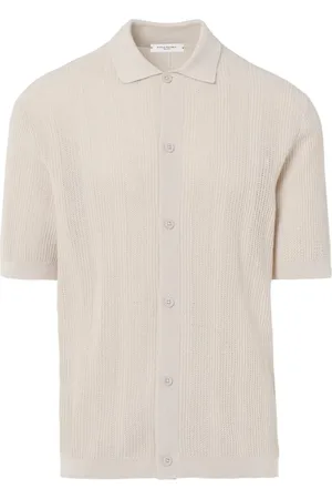 Paolo Pecora Homme, Tops, , Taille: XL Chemise en Tricot Ivoire en Coton Crêpe