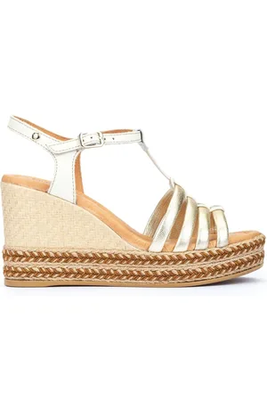 Pikolinos Femme, Chaussures, Jaune, Taille: 35 EU Sandalette à talon compensé tressé