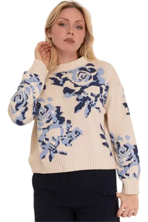 Max Mara Femme, Pulls, Multicolore, Taille: 44 FR Pull à Col Rond Floral