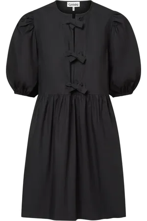 Ganni Femme, Robes, Noir, Taille: 42 FR Robe Mini en Popeline Noire Intemporelle