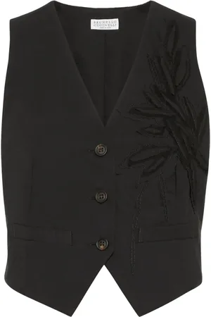 Brunello Cucinelli Femme, Vestes, Noir, Taille: 36 FR Gilet en mélange de coton