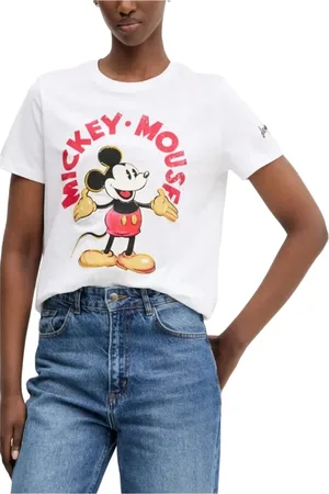 Desigual Femme, Tops, Blanc, Taille: 38 FR T-shirt en Coton Imprimé Élégant