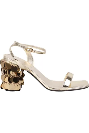 Paco rabanne Femme, Chaussures, Jaune, Taille: 36 EU Sandales à Talons Pailletées Dorées