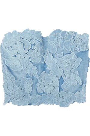 ERMANNO SCERVINO Femme, Tops, Bleu, Taille: 40 FR Haut Bustier Denim Floral