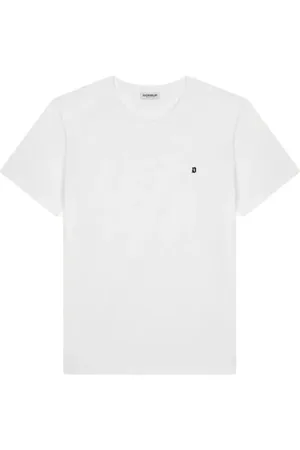 Dondup Homme, Tops, Blanc, Taille: M T-shirt en Coton avec Logo Manches Courtes Regular