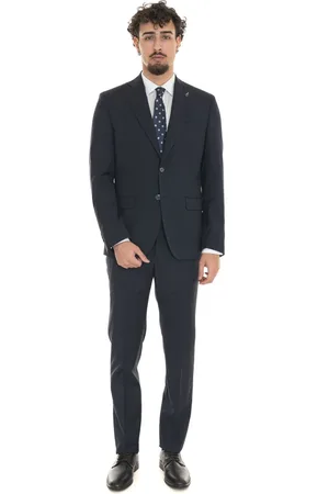 PAOLONI Homme, Costumes, Bleu, Taille: 2XL Costume classique 2 boutons avec fentes latérales