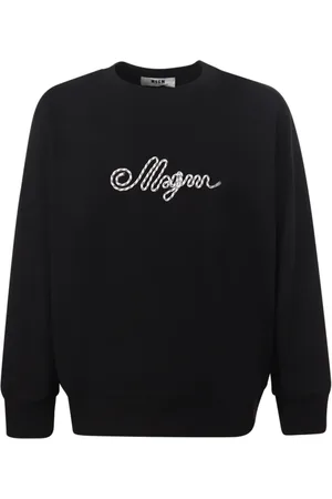 Msgm Homme, Sweatshirts et sweats à capuche, Noir, Taille: M SweaT-shirt en Coton Noir avec Logo