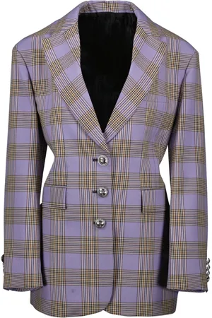 Paco rabanne Femme, Vestes, Violet, Taille: 38 FR Blazer Oversize à Carreaux