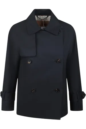 Max Mara Femme, Vestes, Bleu, Taille: 34 FR Trench-court en twill imperméable