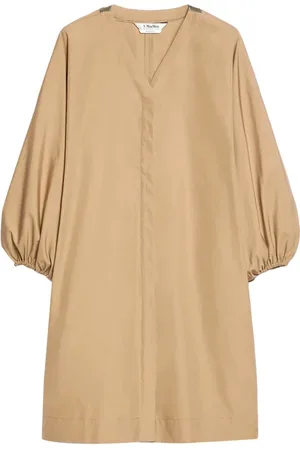 Max Mara Femme, Robes, Brun, Taille: 38 FR Robe Chemise Marron Popeline Coton