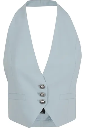 Pinko Femme, Vestes, Bleu, Taille: 38 FR Gilet Bleu pour Femmes Élégant