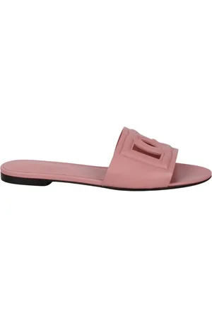 Dolce & Gabbana Femme, Chaussures, Rose, Taille: 37 1/2 EU Logo Mule en Cuir avec Logo DG