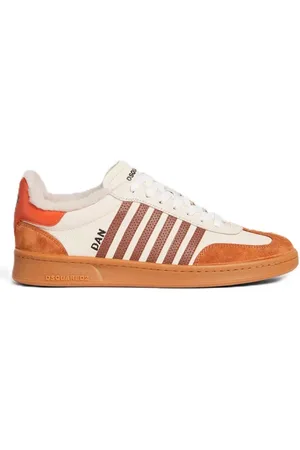 Dsquared2 Homme, Chaussures, Brun, Taille: 41 EU Baskets en cuir beige/marron avec logo