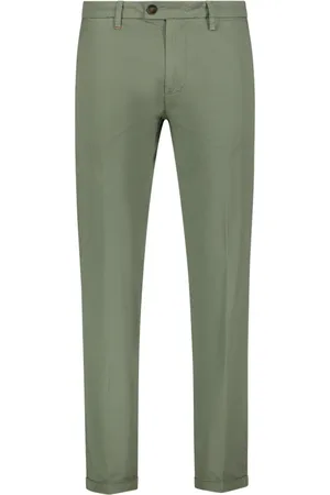 RE-HASH Homme, Pantalons, Vert, Taille: W34 Chinos Homme avec Ourlet Relevé