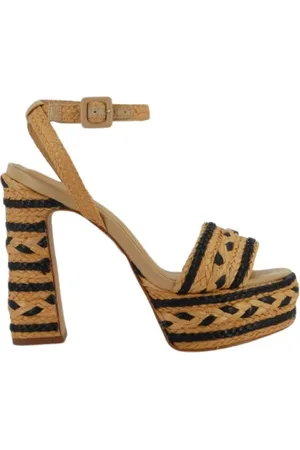 CARRANO Femme, Chaussures, Brun, Taille: 36 EU Sandales en Raphia avec Bride de Cheville