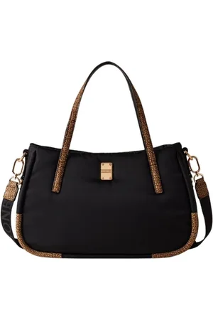 Borbonese Femme, Sacs, Noir, Taille: ONE Size Sac en tissu avec détails en daim