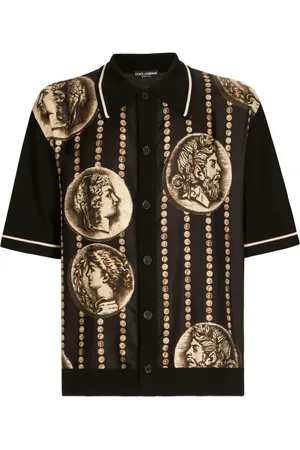 Dolce & Gabbana Homme, Chemises, Noir, Taille: M Chemise Oversize en Twill de Soie avec Panneau