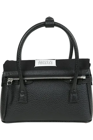 Maison Margiela Femme, Sacs, Noir, Taille: ONE Size Sac fourre-tout en cuir noir avec détails argentés