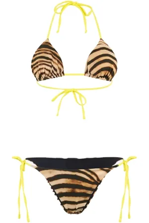 Roberto Cavalli Femme, Maillots de bain, Multicolore, Taille: 40 FR Bikini Peau de Tigre