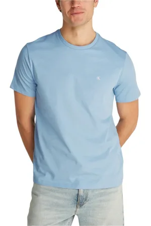 Calvin Klein Homme, Tops, Bleu, Taille: L T-shirt en coton bleu clair