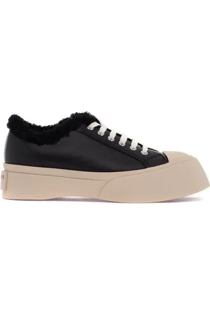 Marni Femme, Chaussures, Noir, Taille: 38 EU Baskets en cuir doublé de sherpa