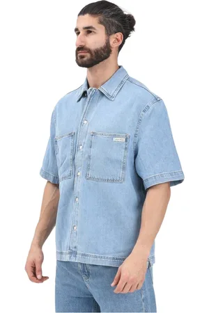 Calvin Klein Homme, Chemises, Bleu, Taille: S Chemise en jean à manches courtes style décontracté