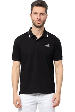 Emporio Armani Homme, Tops, Noir, Taille: 3XL Polo Noir Été en Jersey EA7