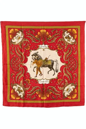 Hermès Femme, Pre-owned, Rouge, Taille: ONE Size Pre-owned Soie foulards