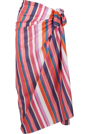 Gallo Femme, Maillots de bain, Multicolore, Taille: ONE Size Paréo en coton blanc pour femmes à rayures multicolores