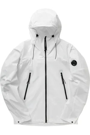 C.P. Company Homme, Vestes, Blanc, Taille: L Veste à Capuche Pro-Tek avec Lentille