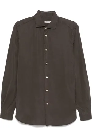 Boglioli Homme, Chemises, Brun, Taille: M Chemise Marron à Manches Longues en Lyocell