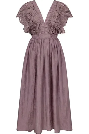 Copenhagen Muse Femme, Robes, Violet, Taille: 42 FR Robe Élégante en Dentelle avec Jupe à Volants