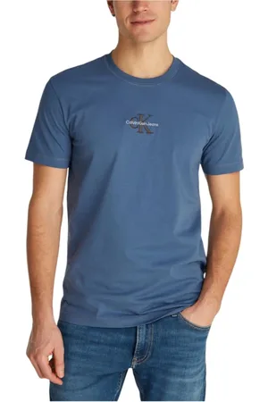 Calvin Klein Homme, Tops, Bleu, Taille: 3XL T-shirt en Coton Bleu Clair